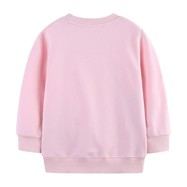 Splozh Chandails de Base pour Enfants Chandail pour Tout-Petites Filles Tricoté en Coton Imprimé de Dessins Animés Col Rond Chandail pour Enfants Rose, 5-6 Ans