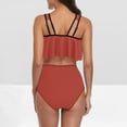thumbnail image 3 of UTSJKR Two Piece Bikini Swimsuit for Women Ruffled Flounce Top with High Waisted Ruched Bathing Suit Tummy Control Bottom Red L, 3 of 4
