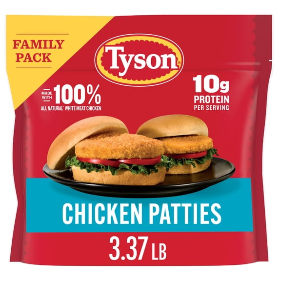 Tyson Breaded White Meat Chicken Patties, 54 oz (Frozen, Fully Cooked)