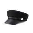 thumbnail image 1 of Boina negra de otoño e invierno, gorra azul marino de lana retro británica, gorra octogonal para mujer, gorra plana coreana, 1 of 5