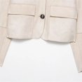 thumbnail image 6 of Unir Women Relaxed Peter Pan Collar Button Front Cropped Suede Jacket Long Sleeve Pocket Casual Daily Outer Coat 1PC XS-XL Plus Size Friendly, 6 of 7