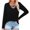 Black, variant on Long Sleeve Blouses for Women Casual Loose V Neck T Shirts Fall Flowy Tunic Tops Comfy Plain Criss Cross Blouse