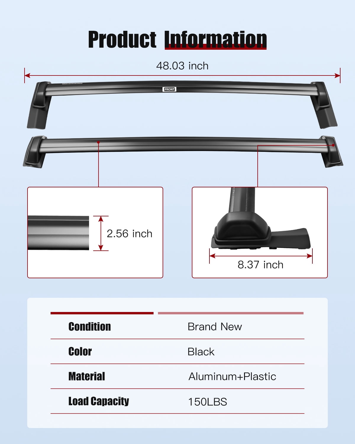 CCIYU Roof Rack Cross Bar Fit for 2003-2011 for Honda Element Sport Utility 4-Door 2.4L Aluminum Car Top Luggage Carrier Rails