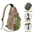 thumbnail image 3 of Sling Backpack,Halloween Skulls Pumpkins and Cauldrons Sling Bag with Water Bottle Holder,Waterproof Sling Bag for Men/Women with Headphone Jack for Hiking,Travel, 3 of 6