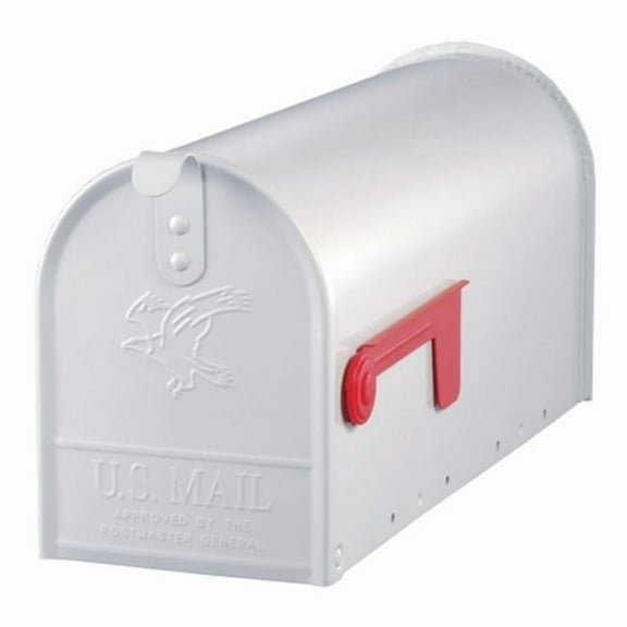 Elite Premium White Powder-Coated Steel Locking Rural Mailbox, Rust Resistant
