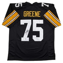Autographed/Signed Mean Joe Greene HOF 87 Pittsburgh Black Football Jersey Beckett BAS COA