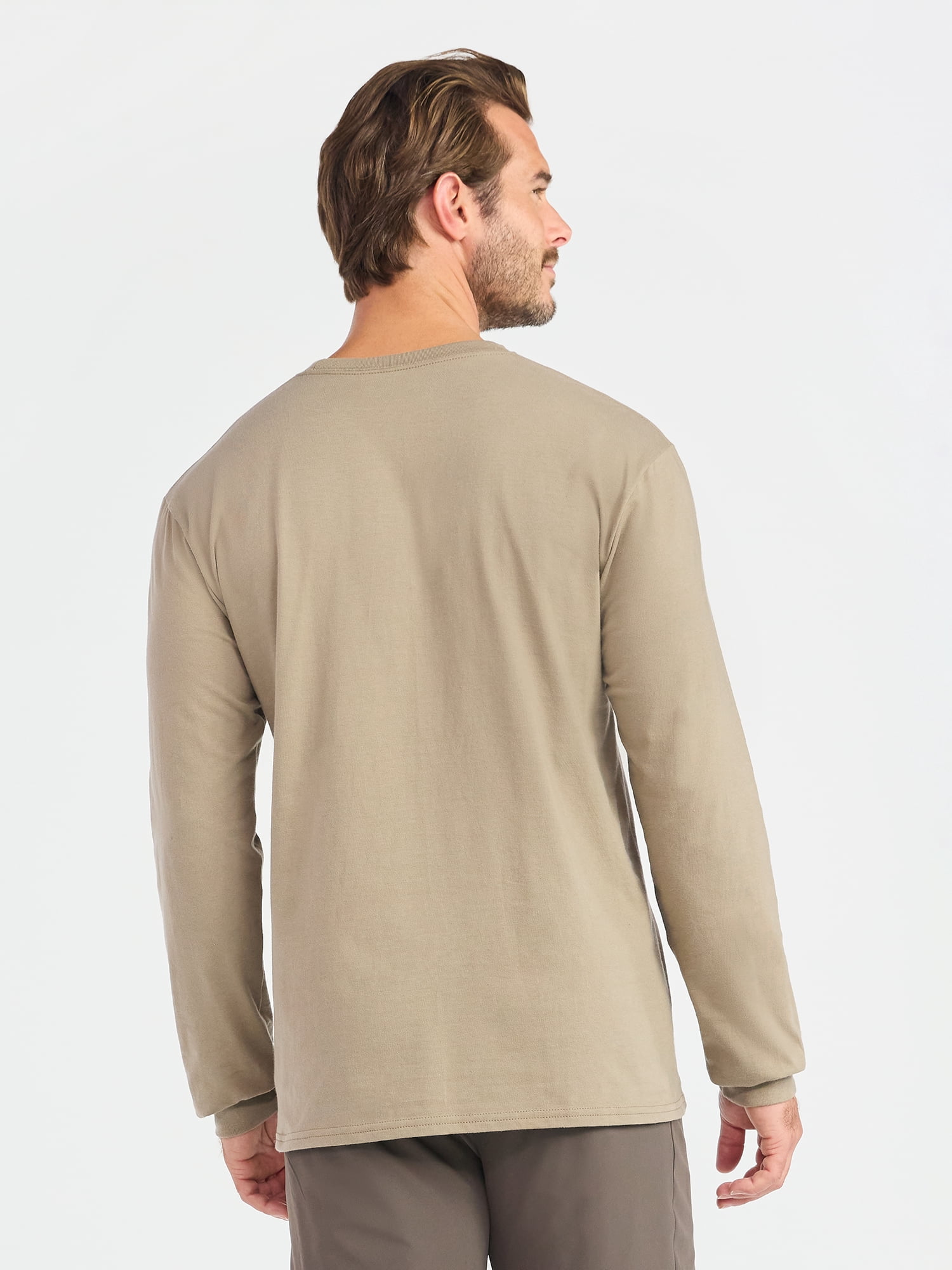 Athletic Works Men's and Big Men's Cotton Tee with Long Sleeves, Sizes S-3XL
