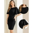 thumbnail image 2 of DARING DIVA Women's Short Bell Sleeve Pencil Office Work Sheath Dress S Black, 2 of 6