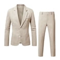 thumbnail image 4 of IWRICH Men's Slim Fit Lightweight Casual Blazer Jacket Pants 2 Piece Set 2 Button Sport Coats Suit for Groom Groomsman Wedding Business Khaki XL, 4 of 5
