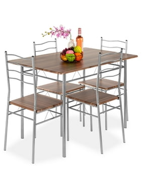 Best Choice Products 5-Piece Wooden Kitchen Table Dining Set w/ Metal Legs, 4 Chairs
