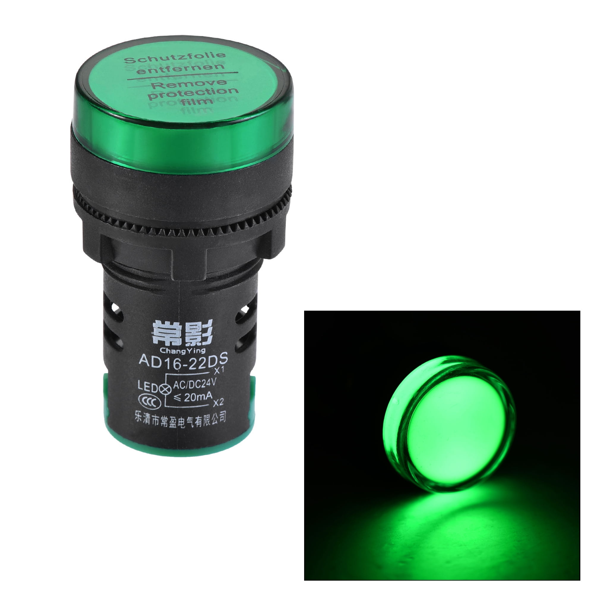 Uxcell Plastic AC/DC 24V Dust Cover Indicator Lights Green 3 Pack