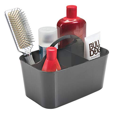 mDesign Plastic Portable Storage Organizer Caddy Tote Divided Basket Bin with Handle for