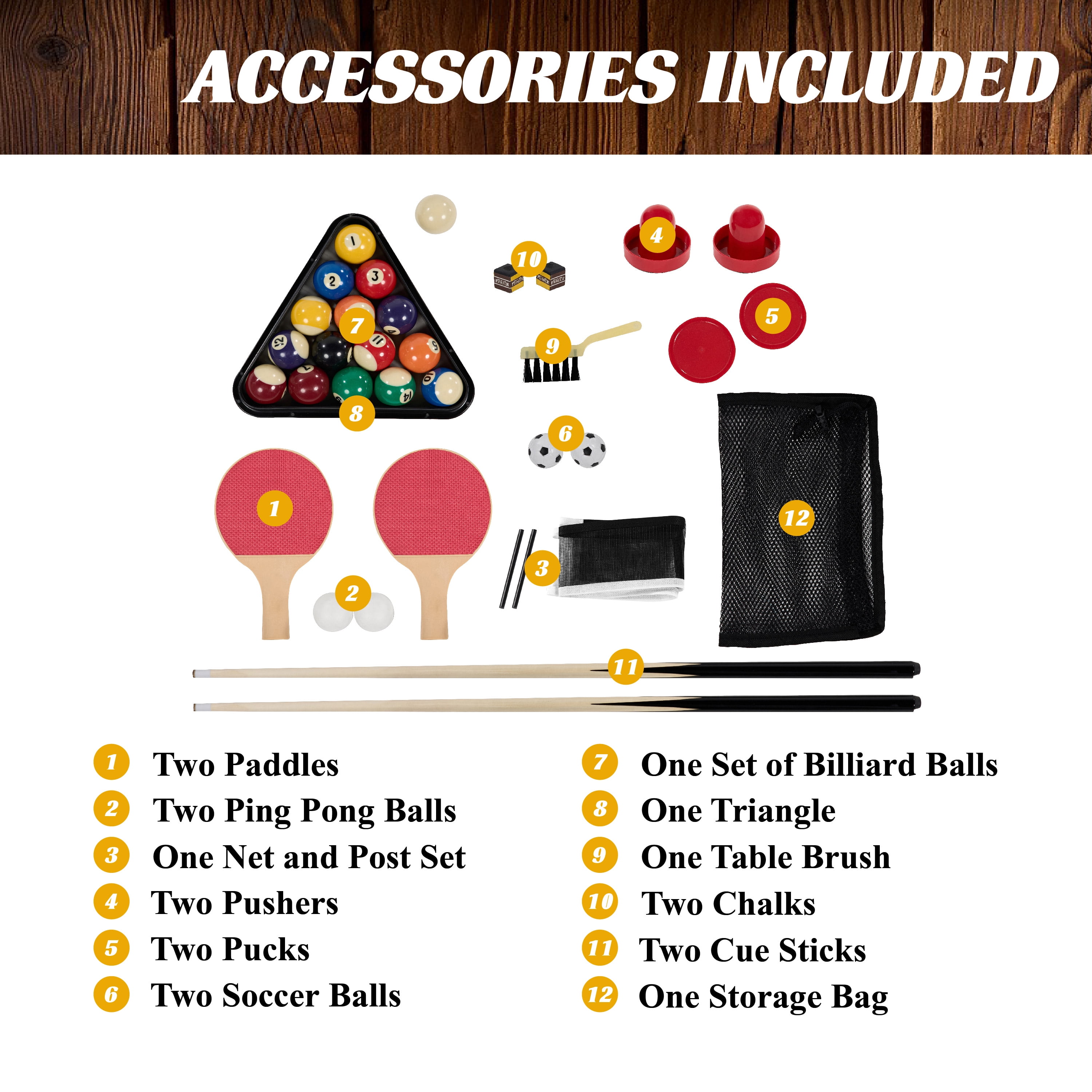 54” 4-in-1 Combination Game Table, Billiards, Foosball, Air Hockey, Table Tennis by Barrington Billiards