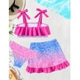 thumbnail image 3 of Lanbubble Girls Tankini Swimsuit Set 3 Piece Bathing Suits for Toddler Summer Beach Swimwear Size 5-6 Years, 3 of 9
