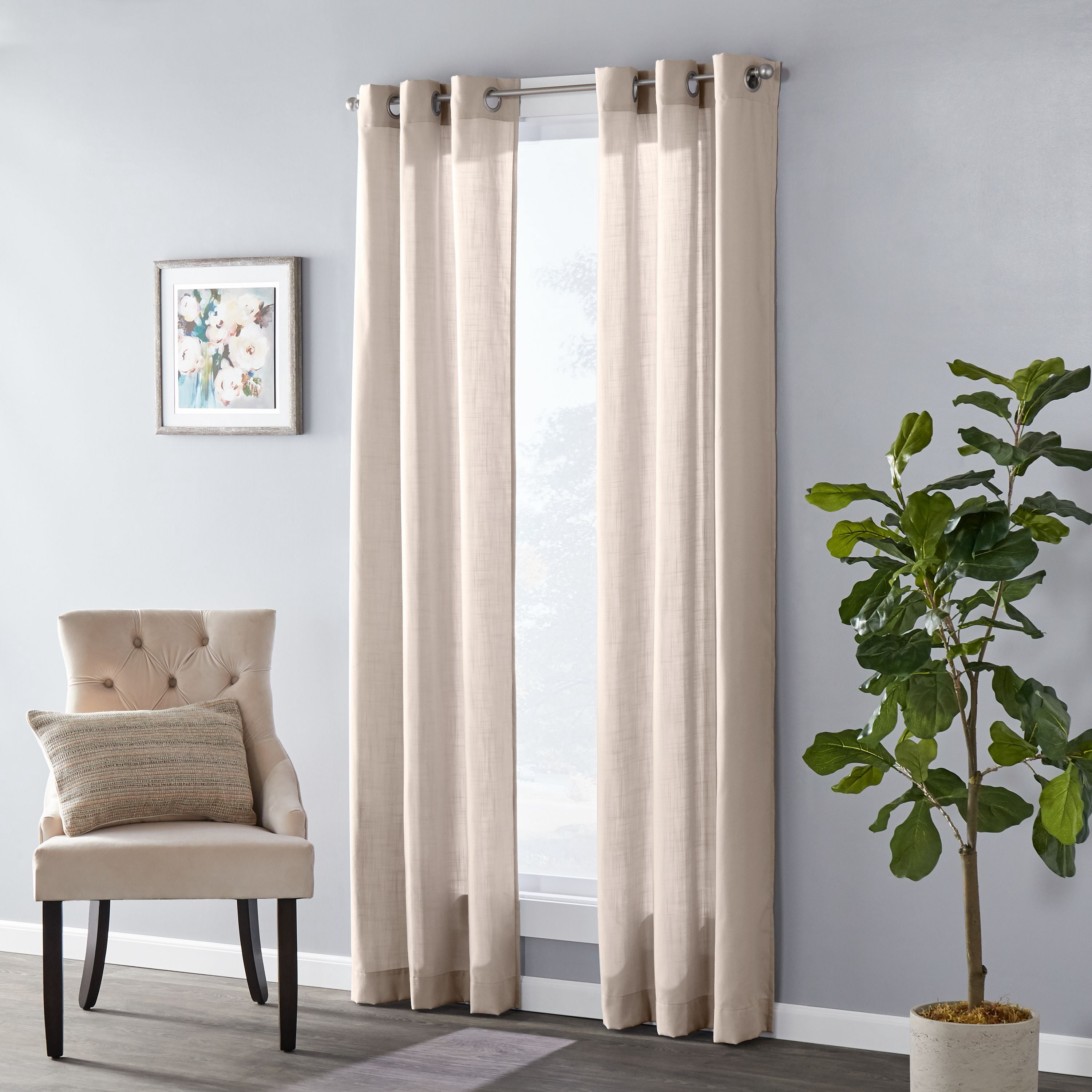 SKL Home Saturday Knight Ltd Raine Light Filtering Sophisticated SunSafe Window Curtain Panel - 40 x 95, Linen