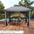 thumbnail image 4 of Costway 11 ft × 11 ft Pop up Gazebo with Mesh Netting Sidewalls, Vented Top, Drainage Holes Gray, 4 of 11