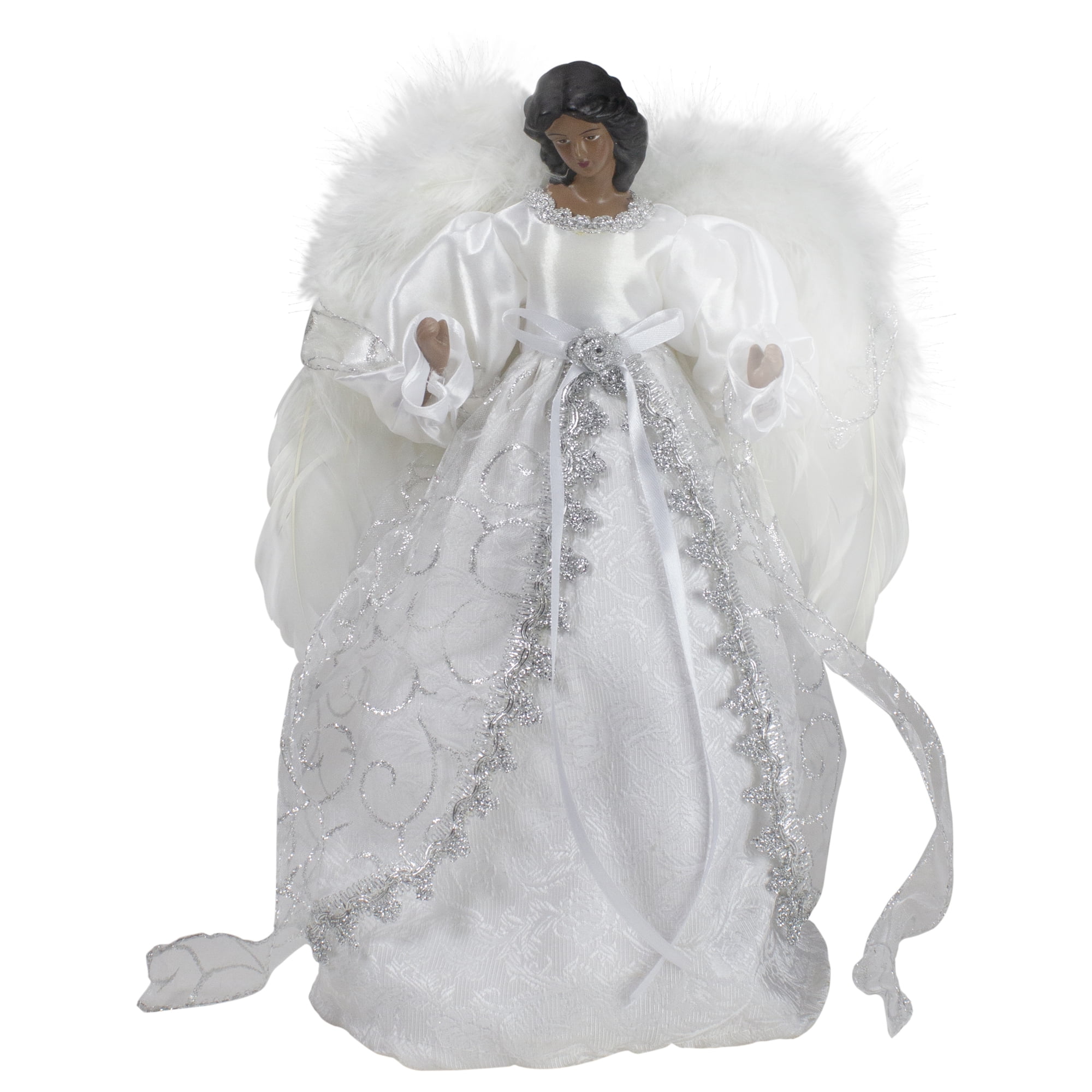 Northlight 14" African American Silver and White Angel Christmas Tree