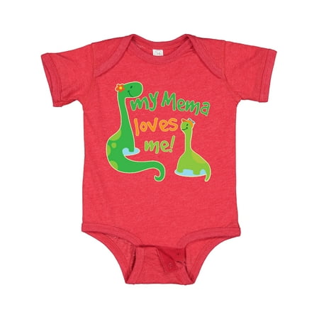 

Inktastic My Mema Loves Me Grandson Dinosaur Gift Baby Boy Bodysuit