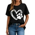 thumbnail image 1 of Pisexur Hauts pour Femmes T-Shirt Graphique de la Saint-Valentin - Col Rond Manches Courtes Imprimé Noir,G, 1 of 5