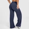 thumbnail image 3 of Leggings de entrenamiento for mujer, pantalones de Yoga sin costuras, de pierna ancha, acampanados, de cintura alta, suaves, sin costura frontal, gimnasio, Control de barriga, 3 of 5