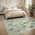 thumbnail image 3 of ODIKA 8'x10' Washable Area Rug Durable, Non-Slip And Sea Turtle Cartoon Ocean Animal With Nautical Border Whale Flowing Dynamic for Living Room, Under Sectional, Family, 3 of 7