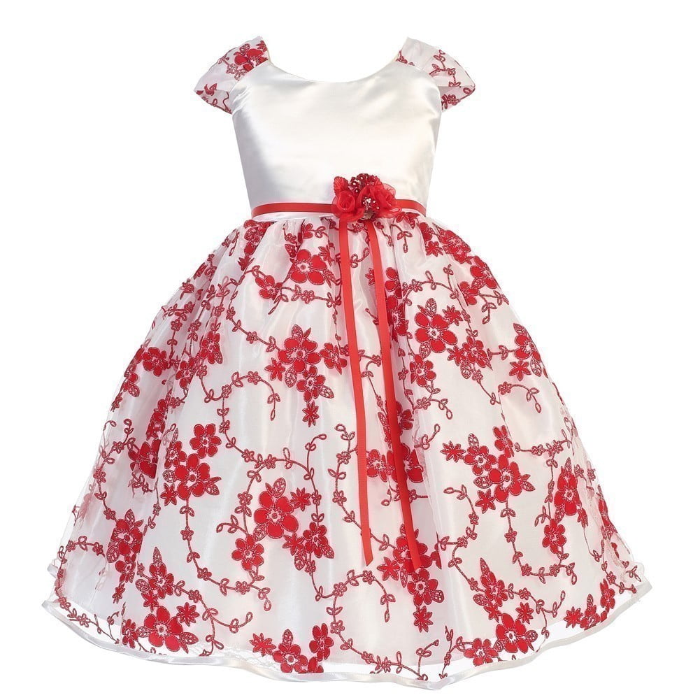 red dress with little white flowers