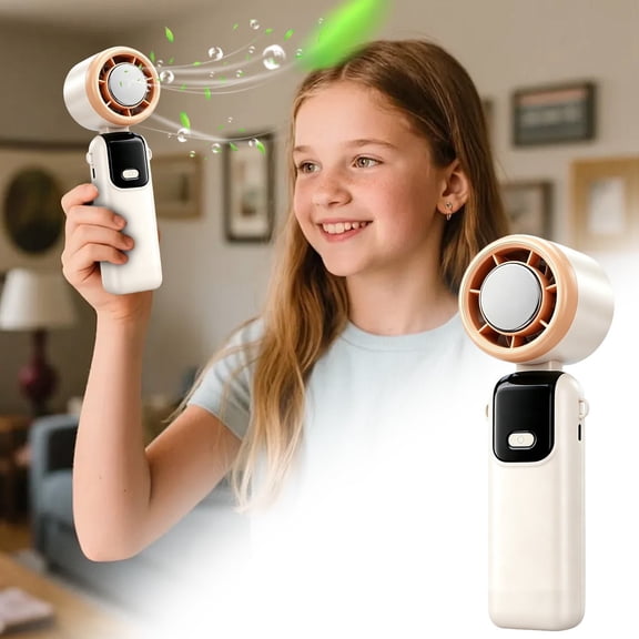 Handheld Fan with Ice Cooler, Portable USB Rechargeable with 100 Speeds, LED Display, Foldable Mini Hand Held fans, Up to 14Hrs Cooling for Travel Outdoor Home Office Bedroom, 1pcs