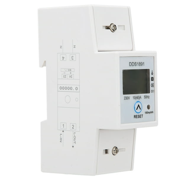 Medidor de energía de riel DIN con pantalla retroiluminada LCD, medidor de energía de riel DIN monofásico Medidor de energía de riel DIN Medidor de energía eléctrica monofásico Construcción robusta