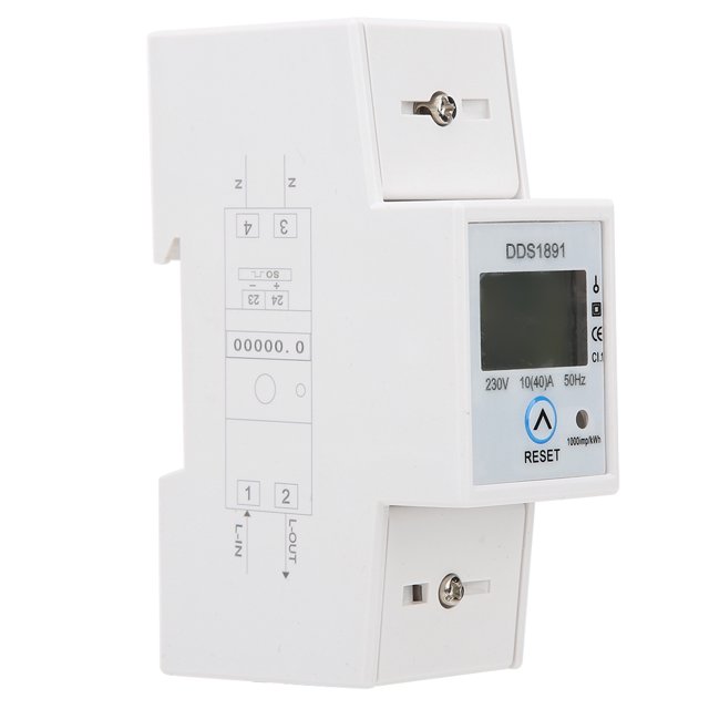 Medidor de energía de riel DIN con pantalla retroiluminada LCD, medidor de energía de riel DIN monofásico Medidor de energía de riel DIN Medidor de energía eléctrica monofásico Construcción robusta
