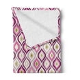 thumbnail image 2 of Geometric Soft Flannel Fleece Blanket, Doodle Style Ornamental Leaf Vibrant Color Scheme Abstract Artwork, Cozy Plush for Indoor and Outdoor Use, 70" x 90", Purple Pink Olive Green, by Ambesonne, 2 of 5