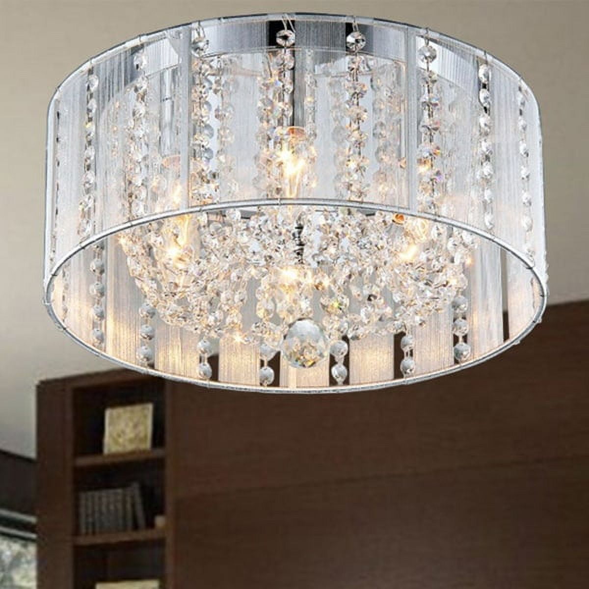 Warehouse of Tiffany Addison White 16-inch Crystal Flush Mount (color optional) Chrome