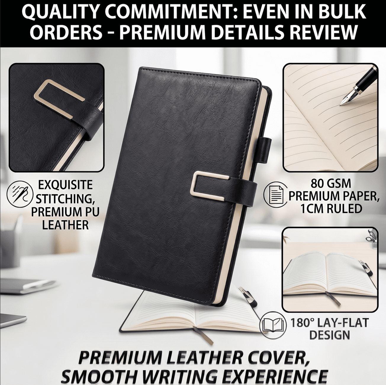 48 PACK Hardcover Leather Notebook, 200 Pages Lined Notebook 80 GSM Thick Durable Paper, Bulk for School Office Business Use, Back to School Supplie, Corporate Procurement Supplie