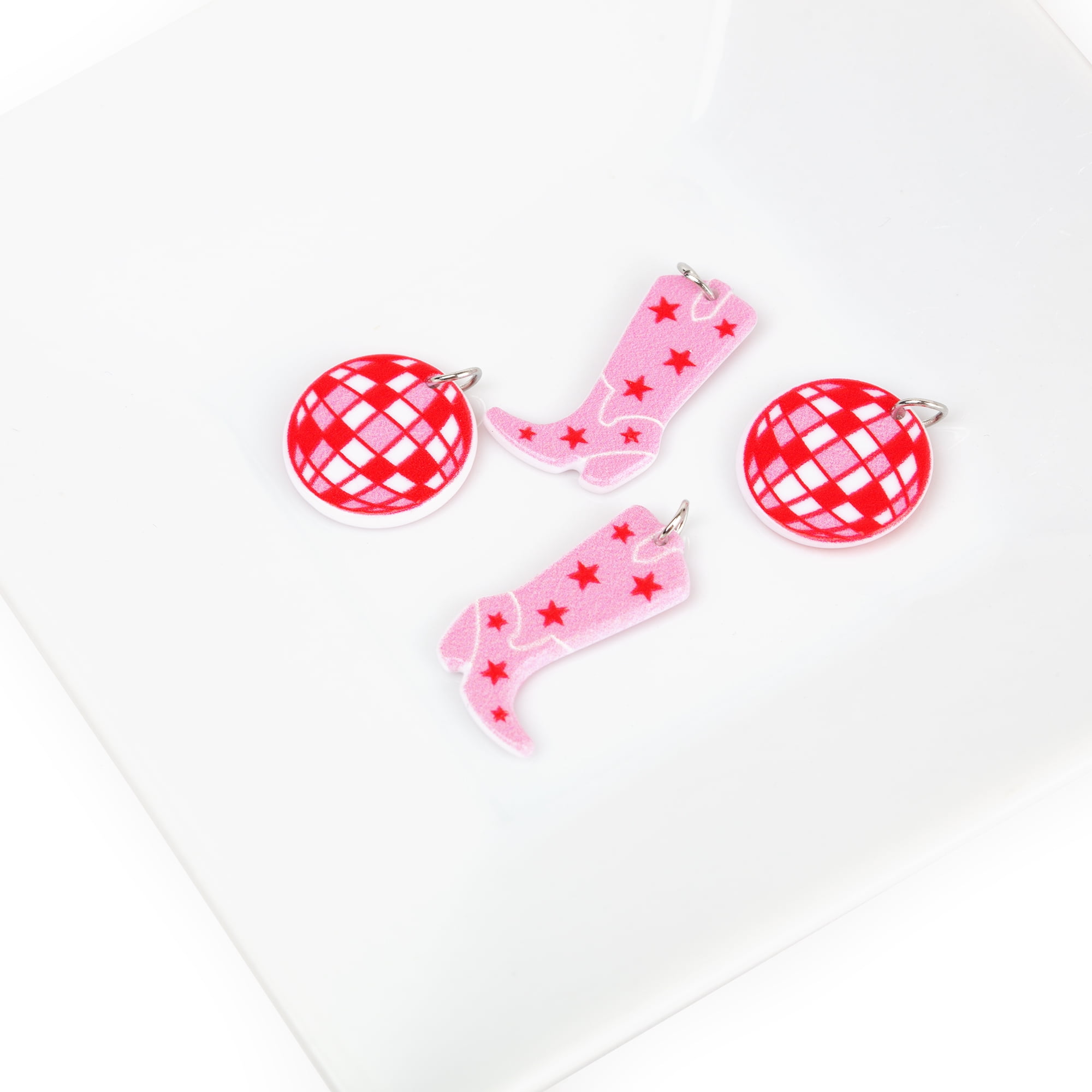 Cousin DIY 4 Piece Pink Disco Cowgirl Charm Set, Acrylic-Model 69995719