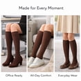 thumbnail image 6 of Diamond Star Women's Knee High Socks Trouser Socks, Stretchy Soft Thin Material (Brown - 6 Pairs, Socks Size 9-11, Fit Women's Shoe Size 4-10.5), 6 of 6