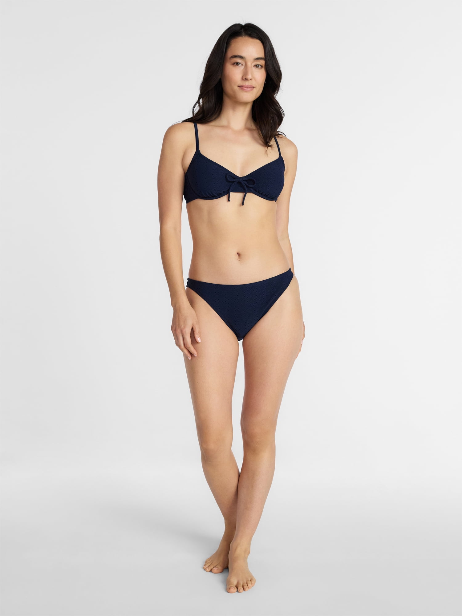 Time and Tru Women's and Women's Plus Low Rise Cheeky Eyelet Bikini Bottoms, Sizes XS-3X
