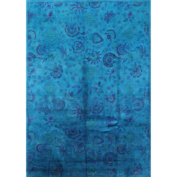 Ahgly Company Machine Washable Indoor Rectangle Industrial Modern Deep Sky Blue Area Rugs, 7' x 9'