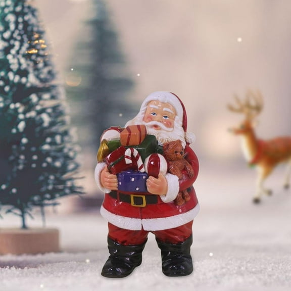 Sharprepublic Resin Santa Claus Christmas Figurines Craft Figure for Office Xmas Farmhouse B