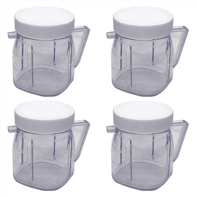 For Blender Replacement Parts, 4937 Mini Osterizer Blender Jar Accessory, Cup Mini Plastic Jars with Lids (4 Pack)