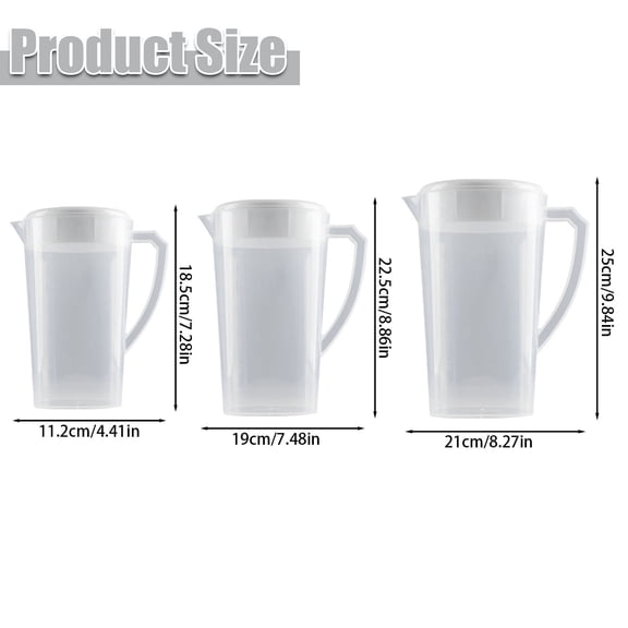 Large Capacity Plastic Water Jug - 1.3L Heat-Resistant Pitcher with Measurement Marks for Cold Tea, Juice, and Water - Clear