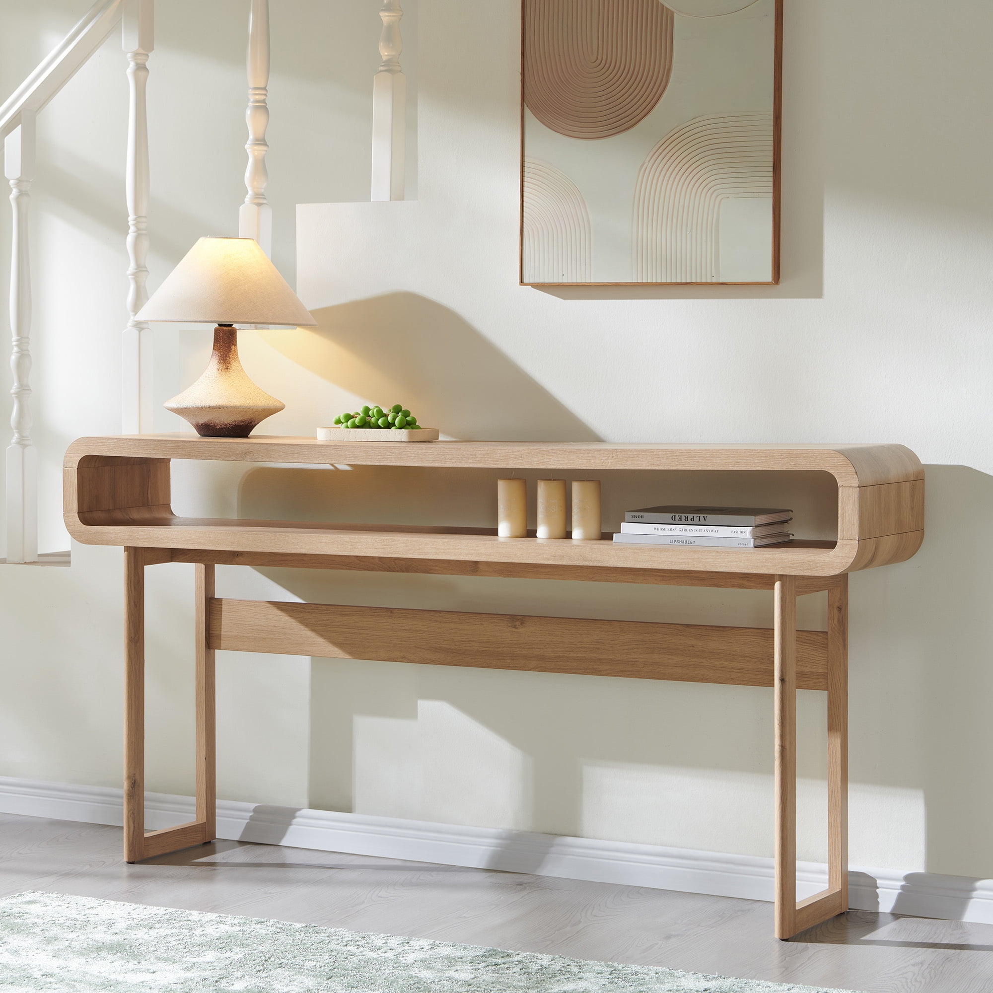 SinCiDo 63" Long Console Table for Entryway w/Open Storage Shelf, Sofa Table Behind Couch, Modern Entryway Table for Living Room, Hallway