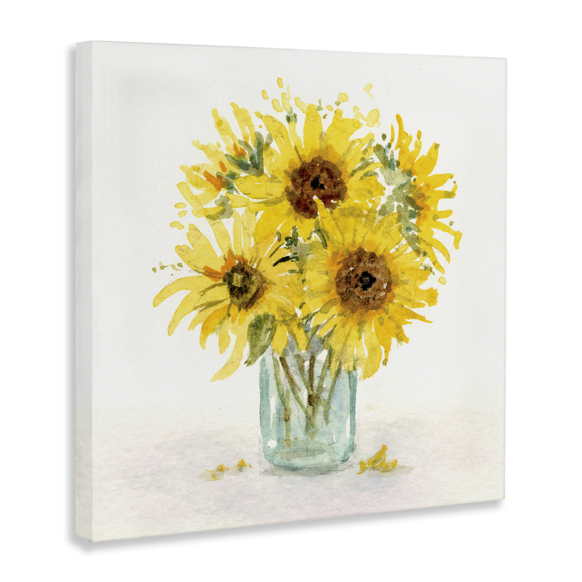 Stupell Industries Soft Sunflower Jar Plants & Flowers Painting Wrapped Canvas Art Print Wall Art, 17 x 17