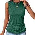thumbnail image 3 of ZQGJB Plus Size Womens Ruched Tank Tops Loose Fit Crewneck Sleeveless Tops Dressy Casual Solid Color Basic Summer T-Shirts for Women 2024 Green#01 XXXXXL, 3 of 8