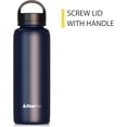 thumbnail image 5 of BluePeak Double Wall Insulated Stainless Steel Water Bottle With Straw - 40 Oz Wide Mouth Flask Thermos With Handle & Extra Lid, Keeps Drink Cold Or Hot For Sports, Hiking, Workout (Navy), 5 of 8