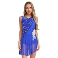 thumbnail image 1 of Sxiwei Robes de Danse Lyrique pour Femmes Sans Manches Ourlet Irrégulier Strass Brillants Robe Performance de Scène Bleu G, 1 of 7