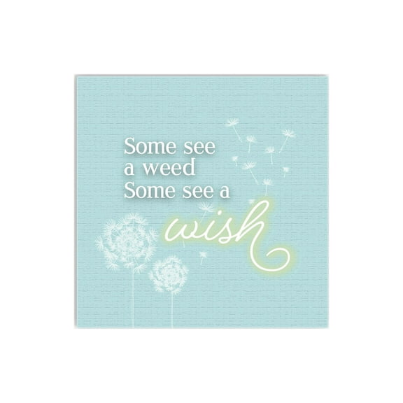 See A Wish Soft Blue Dandelion Puffball 12 x 12 Wood Wall Sign Plaque