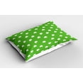 thumbnail image 2 of Ambesonne Irish Pillow Sham, Polka Dots and Shamrocks, 36" X 20", Lime Green White, 2 of 2