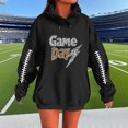 thumbnail image 2 of Moxiu Womens Oversized Hoodie Fleece Rugby Graphic Hoodie Y2K Pullover Sweater Game Day Hooded Sweatshirts with Pockets 2025 Black,XXL, 2 of 7