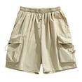 thumbnail image 3 of CAIVO Men's Cargo Shorts Casual Elastic Waist Relaxed Fit Knee Length Pure Color Lightweight Hiking Workwear Father's Day Outdoor Bottoms With Pockets, 3 of 9