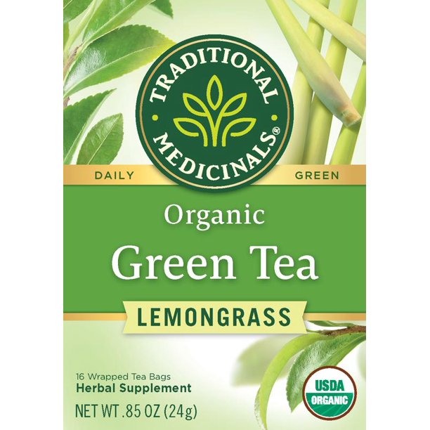 Traditional Medicinals, Organic Green Tea Lemongrass, Tea Bags, 16 Ct
