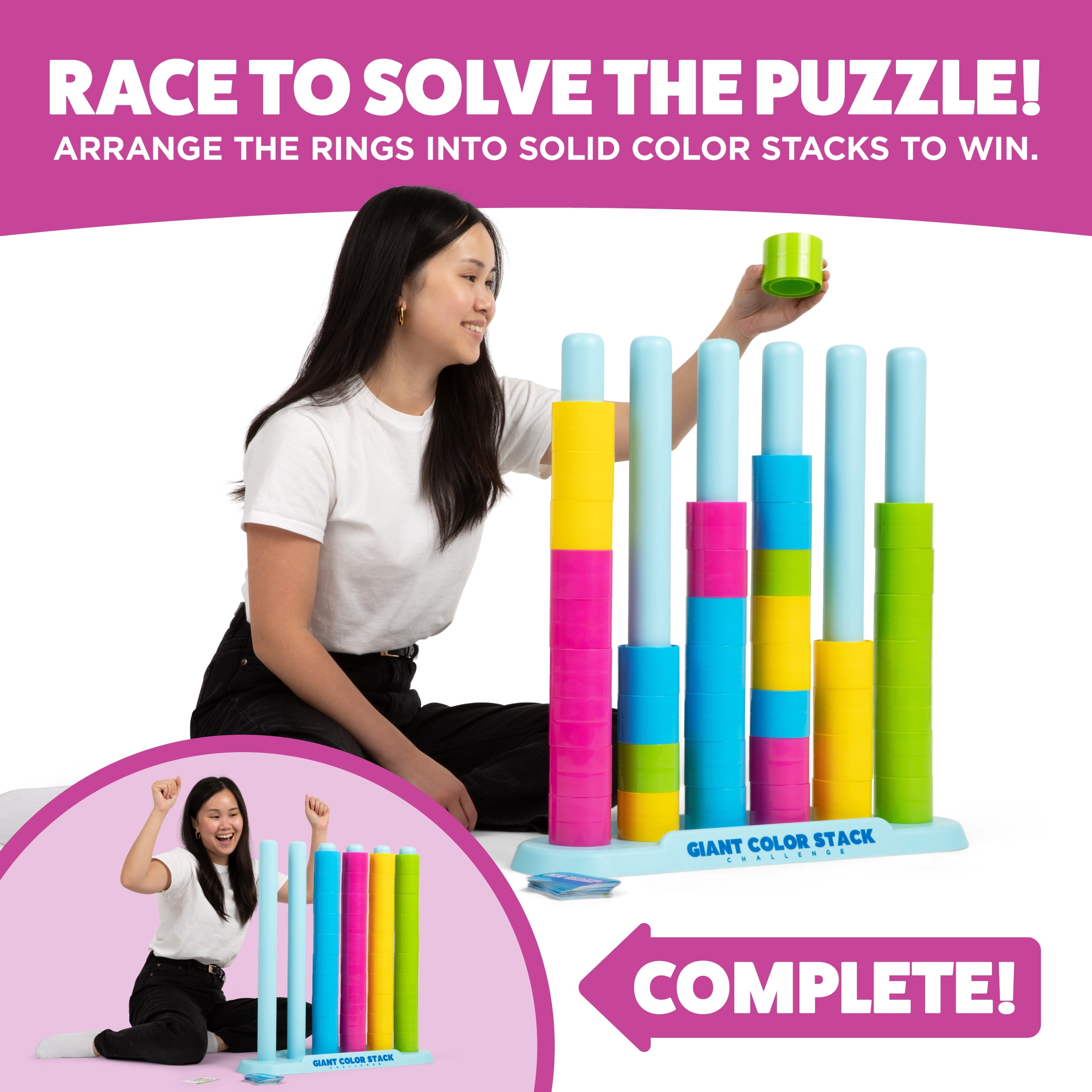 Giant Color Stack Challenge by Relatable,  Strategy Stacking Jumbo Outdoor Game for Kids and Adults